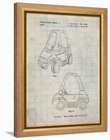 PP816-Antique Grid Parchment Fisher Price Toy Car Patent Poster-Cole Borders-Framed Premier Image Canvas