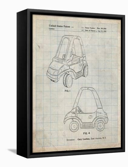 PP816-Antique Grid Parchment Fisher Price Toy Car Patent Poster-Cole Borders-Framed Premier Image Canvas