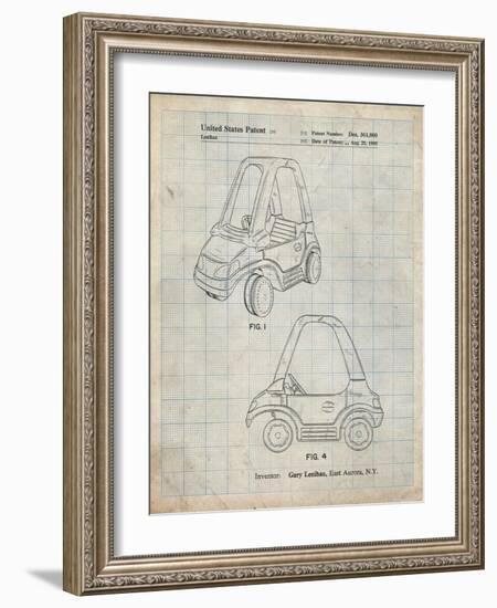 PP816-Antique Grid Parchment Fisher Price Toy Car Patent Poster-Cole Borders-Framed Giclee Print