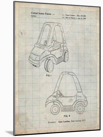 PP816-Antique Grid Parchment Fisher Price Toy Car Patent Poster-Cole Borders-Mounted Giclee Print