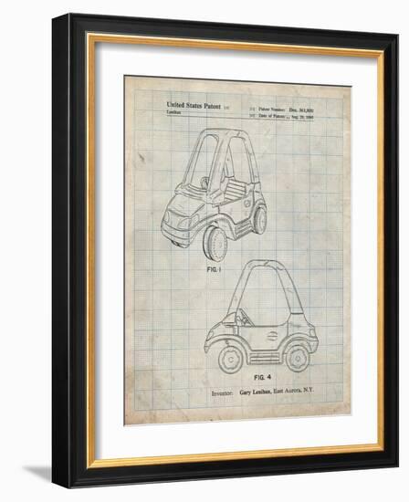 PP816-Antique Grid Parchment Fisher Price Toy Car Patent Poster-Cole Borders-Framed Giclee Print