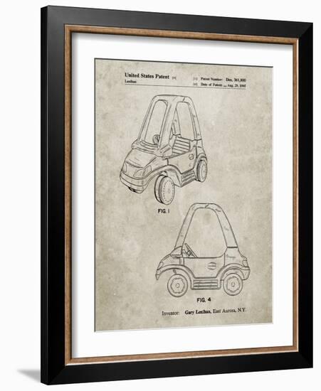 PP816-Sandstone Fisher Price Toy Car Patent Poster-Cole Borders-Framed Giclee Print