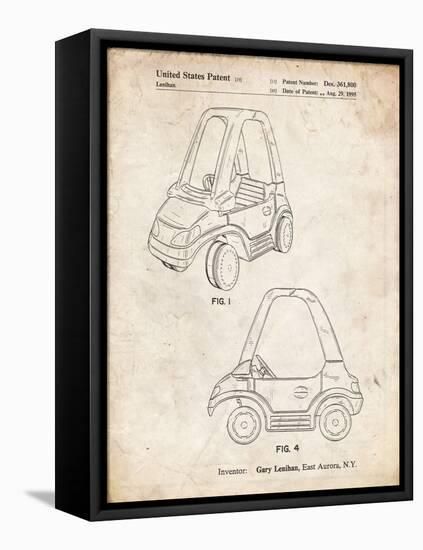 PP816-Vintage Parchment Fisher Price Toy Car Patent Poster-Cole Borders-Framed Premier Image Canvas