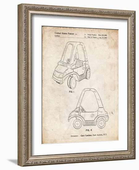 PP816-Vintage Parchment Fisher Price Toy Car Patent Poster-Cole Borders-Framed Giclee Print