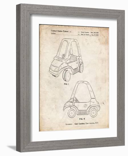 PP816-Vintage Parchment Fisher Price Toy Car Patent Poster-Cole Borders-Framed Giclee Print