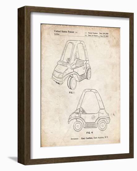 PP816-Vintage Parchment Fisher Price Toy Car Patent Poster-Cole Borders-Framed Giclee Print