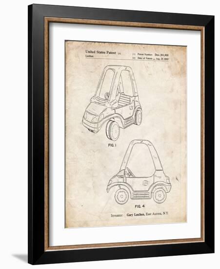 PP816-Vintage Parchment Fisher Price Toy Car Patent Poster-Cole Borders-Framed Giclee Print