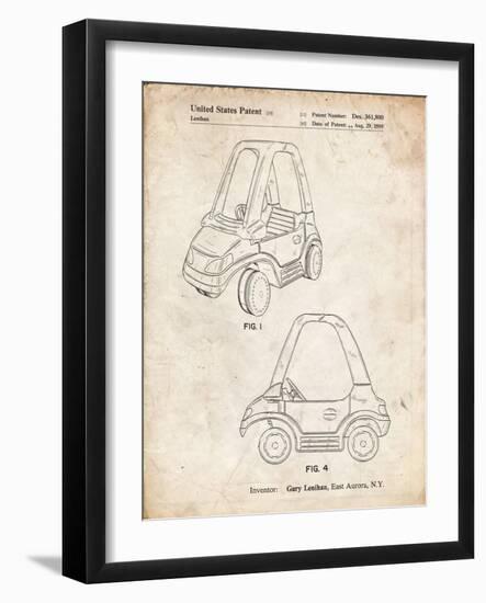 PP816-Vintage Parchment Fisher Price Toy Car Patent Poster-Cole Borders-Framed Giclee Print