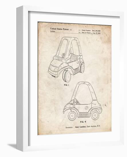 PP816-Vintage Parchment Fisher Price Toy Car Patent Poster-Cole Borders-Framed Giclee Print