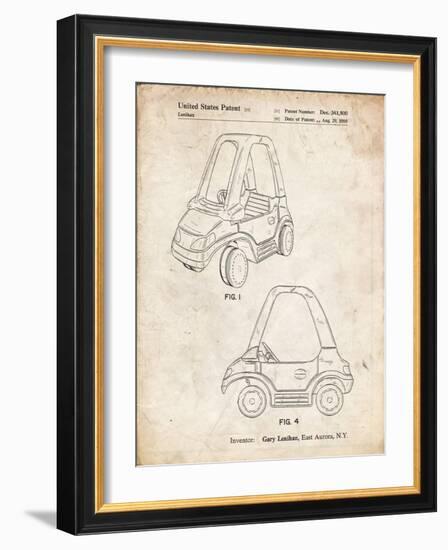 PP816-Vintage Parchment Fisher Price Toy Car Patent Poster-Cole Borders-Framed Giclee Print