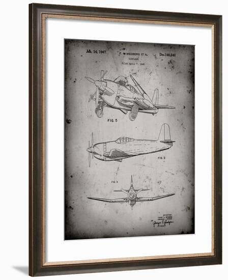 PP82-Faded Grey Contra Propeller Low Wing Airplane Patent-Cole Borders-Framed Giclee Print