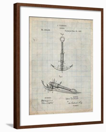 PP821-Antique Grid Parchment Folding Grapnel Anchor Patent Poster-Cole Borders-Framed Giclee Print