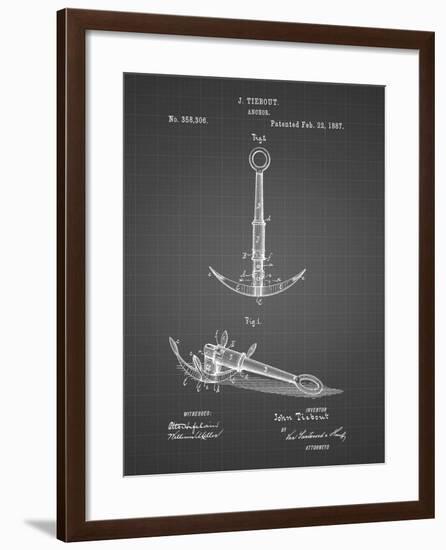 PP821-Black Grid Folding Grapnel Anchor Patent Poster-Cole Borders-Framed Giclee Print