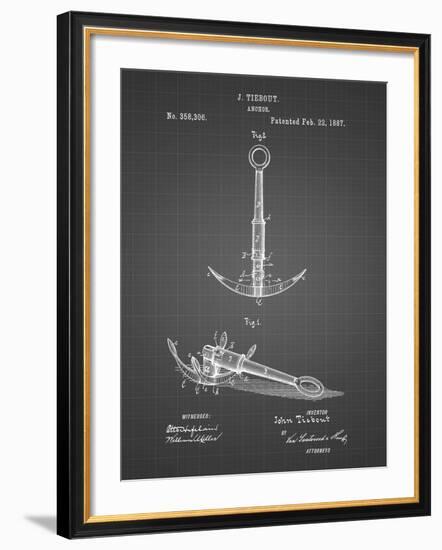 PP821-Black Grid Folding Grapnel Anchor Patent Poster-Cole Borders-Framed Giclee Print