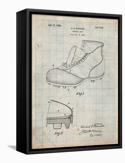 PP823-Antique Grid Parchment Football Cleat 1928 Patent Poster-Cole Borders-Framed Premier Image Canvas