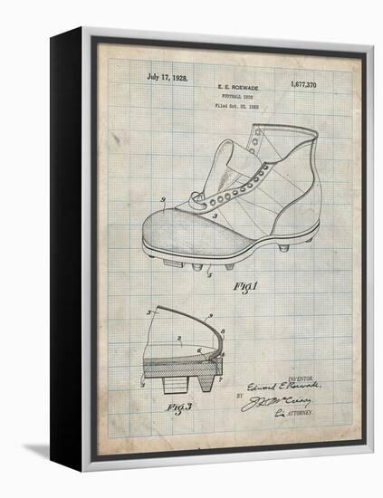 PP823-Antique Grid Parchment Football Cleat 1928 Patent Poster-Cole Borders-Framed Premier Image Canvas