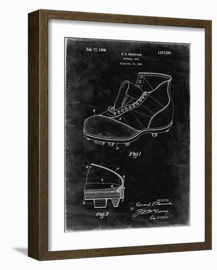 PP823-Black Grunge Football Cleat 1928 Patent Poster-Cole Borders-Framed Giclee Print