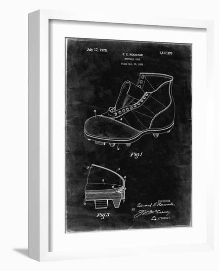 PP823-Black Grunge Football Cleat 1928 Patent Poster-Cole Borders-Framed Giclee Print