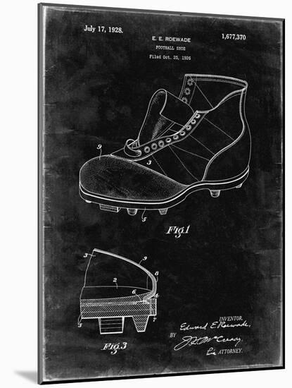 PP823-Black Grunge Football Cleat 1928 Patent Poster-Cole Borders-Mounted Giclee Print