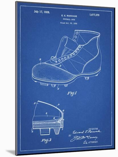 PP823-Blueprint Football Cleat 1928 Patent Poster-Cole Borders-Mounted Giclee Print