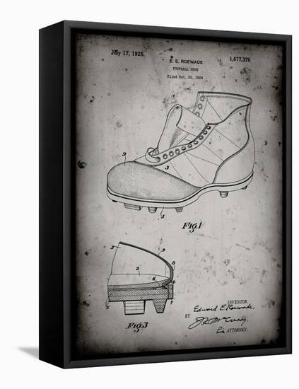 PP823-Faded Grey Football Cleat 1928 Patent Poster-Cole Borders-Framed Premier Image Canvas