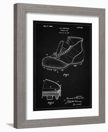 PP823-Vintage Black Football Cleat 1928 Patent Poster-Cole Borders-Framed Giclee Print