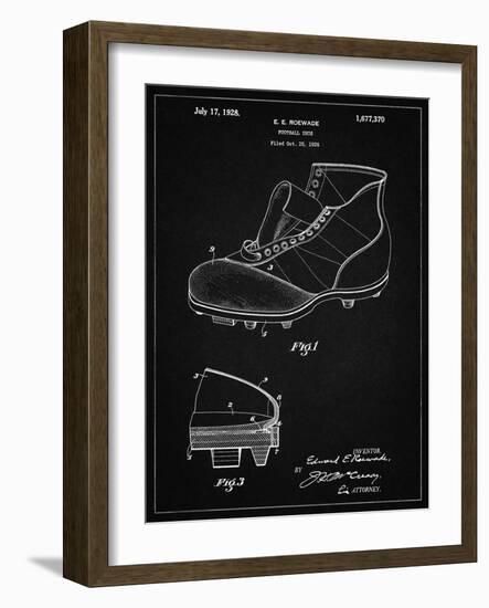 PP823-Vintage Black Football Cleat 1928 Patent Poster-Cole Borders-Framed Giclee Print