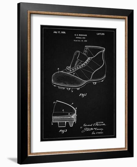 PP823-Vintage Black Football Cleat 1928 Patent Poster-Cole Borders-Framed Giclee Print