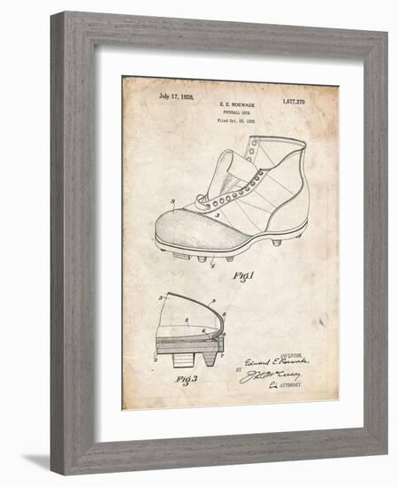 PP823-Vintage Parchment Football Cleat 1928 Patent Poster-Cole Borders-Framed Giclee Print