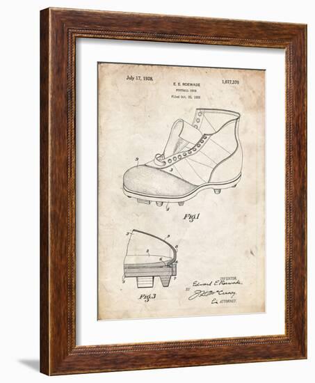 PP823-Vintage Parchment Football Cleat 1928 Patent Poster-Cole Borders-Framed Giclee Print