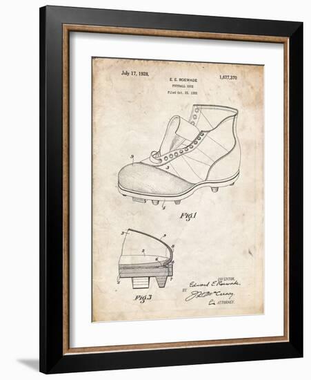 PP823-Vintage Parchment Football Cleat 1928 Patent Poster-Cole Borders-Framed Giclee Print