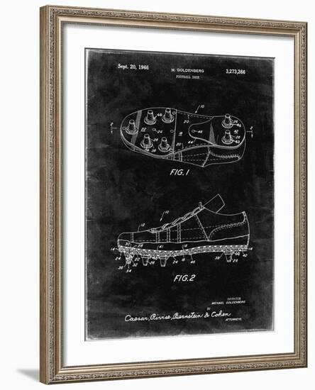 PP824-Black Grunge Football Cleat Patent Print-Cole Borders-Framed Giclee Print