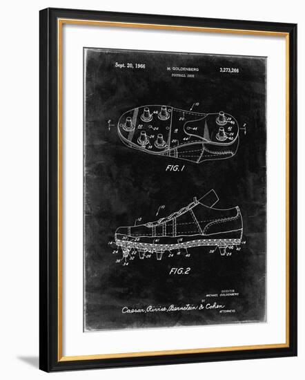 PP824-Black Grunge Football Cleat Patent Print-Cole Borders-Framed Giclee Print