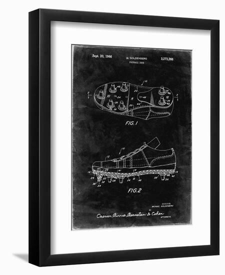 PP824-Black Grunge Football Cleat Patent Print-Cole Borders-Framed Giclee Print