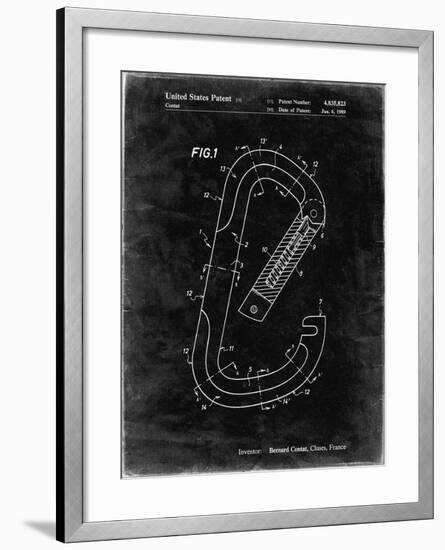 PP83-Black Grunge Oval Carabiner Patent Poster-Cole Borders-Framed Giclee Print