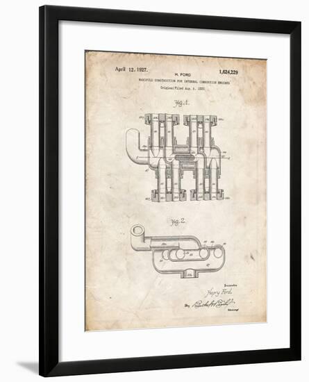 PP832-Vintage Parchment Ford Car Manifold 1920 Patent Poster-Cole Borders-Framed Giclee Print