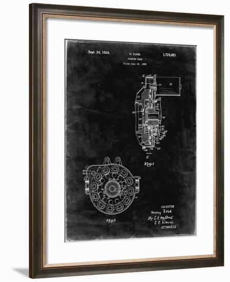 PP833-Black Grunge Ford Car Starter Gear 1928 Patent Poster-Cole Borders-Framed Giclee Print