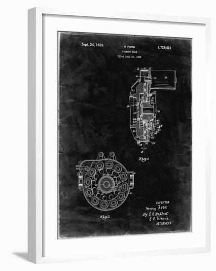 PP833-Black Grunge Ford Car Starter Gear 1928 Patent Poster-Cole Borders-Framed Giclee Print