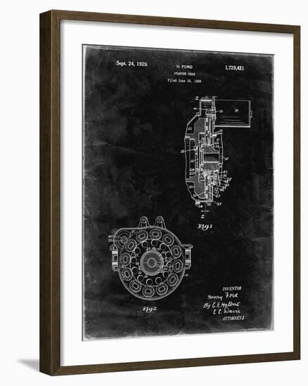 PP833-Black Grunge Ford Car Starter Gear 1928 Patent Poster-Cole Borders-Framed Giclee Print