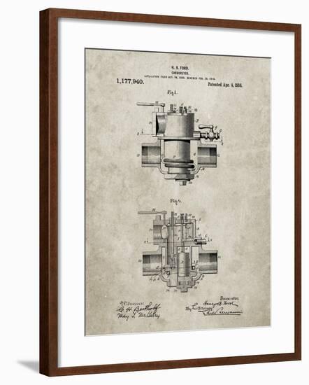 PP835-Sandstone Ford Carburetor 1916 Patent Poster-Cole Borders-Framed Giclee Print