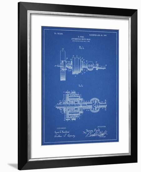 PP840-Blueprint Ford Drive Gear Patent Art-Cole Borders-Framed Giclee Print