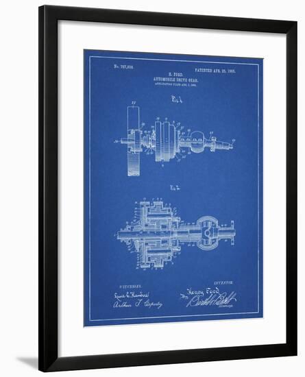 PP840-Blueprint Ford Drive Gear Patent Art-Cole Borders-Framed Giclee Print