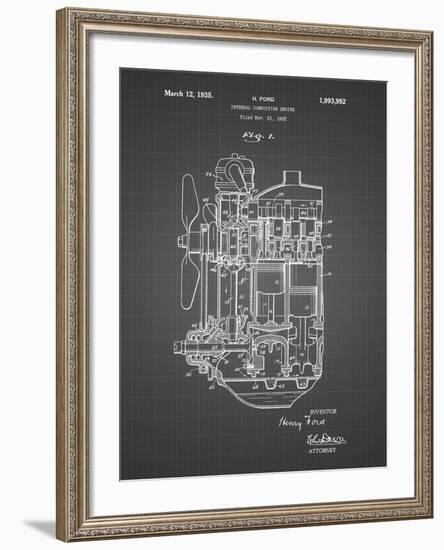 PP843-Black Grid Ford Internal Combustion Engine Patent Poster-Cole Borders-Framed Giclee Print