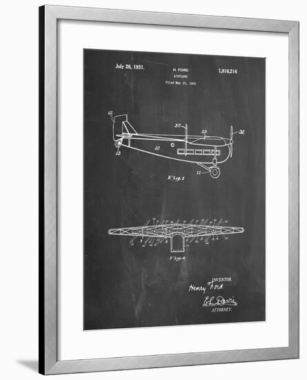 PP849-Chalkboard Ford Tri-Motor Airplane "The Tin Goose" Patent Poster-Cole Borders-Framed Giclee Print