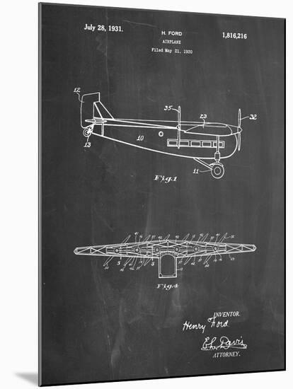 PP849-Chalkboard Ford Tri-Motor Airplane "The Tin Goose" Patent Poster-Cole Borders-Mounted Giclee Print