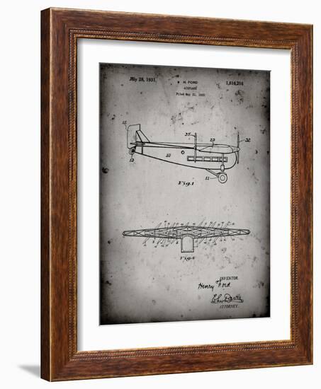 PP849-Faded Grey Ford Tri-Motor Airplane "The Tin Goose" Patent Poster-Cole Borders-Framed Giclee Print