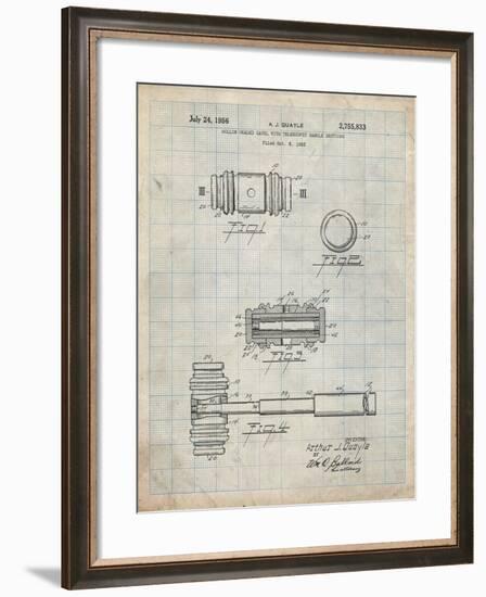 PP85-Antique Grid Parchment Gavel 1953 Patent Poster-Cole Borders-Framed Giclee Print