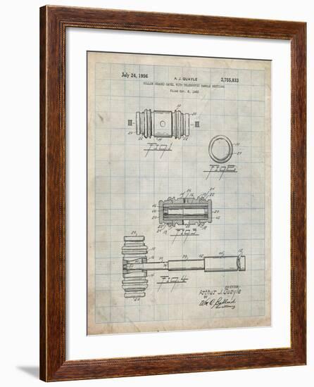 PP85-Antique Grid Parchment Gavel 1953 Patent Poster-Cole Borders-Framed Giclee Print