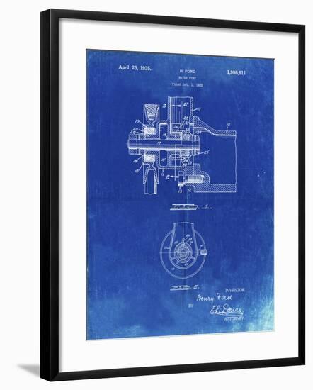 PP850-Faded Blueprint Ford Water Pump Patent Poster-Cole Borders-Framed Giclee Print