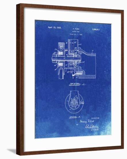 PP850-Faded Blueprint Ford Water Pump Patent Poster-Cole Borders-Framed Giclee Print